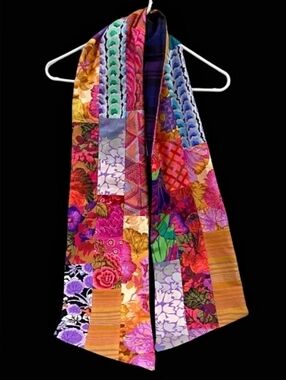 Handmade Silk Multicolor Patchwork Floral Scarf